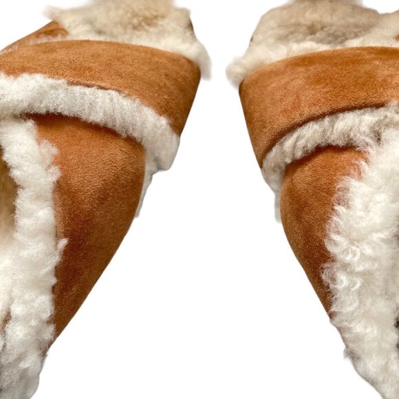 NWOT Jenni Kayne Shearling-Lined Suede Crossover Sandal Saddle Size 37 - Picture 6 of 12